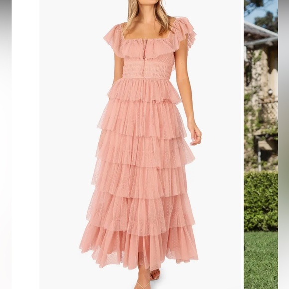 Petal & Pup Belle Swiss Dot Tulle Tiered Maxi Dress - Picture 4 of 4